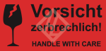 Versandaufkleber Vorischt zerbrechlich, 5x10 cm, zweisprachig rot